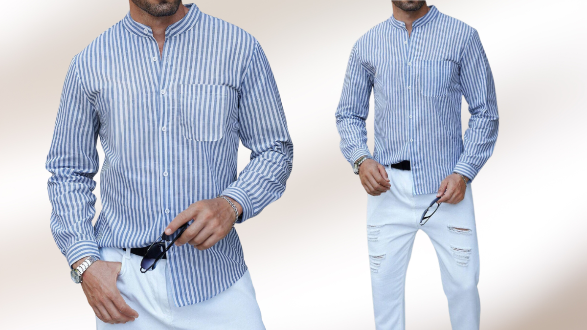 SHEIN’s Chemise Décontractée Rayée à Col Montant: Effortless Elegance for Every Occasion