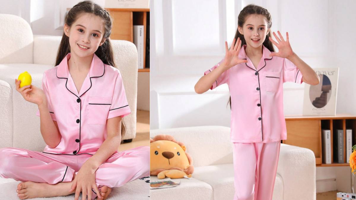 Cozy Comfort: The Ultimate Tween Girl 3pcs Simple Pink Casual Satin Pajama Set