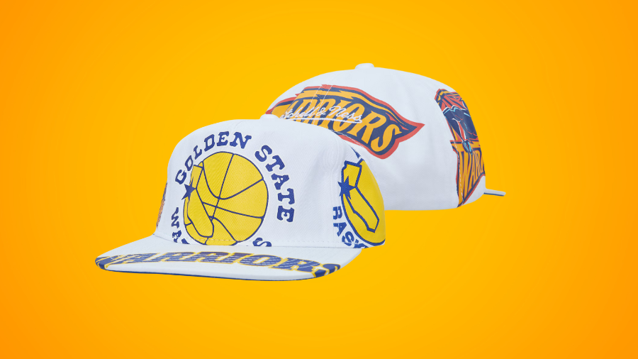 Score Big with the Golden State Warriors Mitchell and Ness Hardwood Classics In Your Face Deadstock Snapback Hat – White