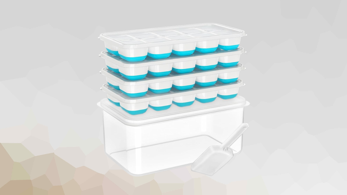 NFK 4-Pack Ice Tray Set with Storage Bin