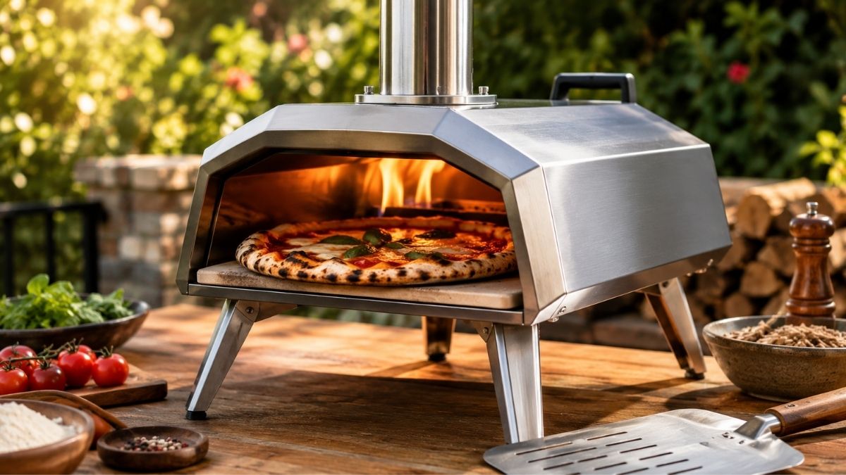 Outdoor pizza oven in the garden