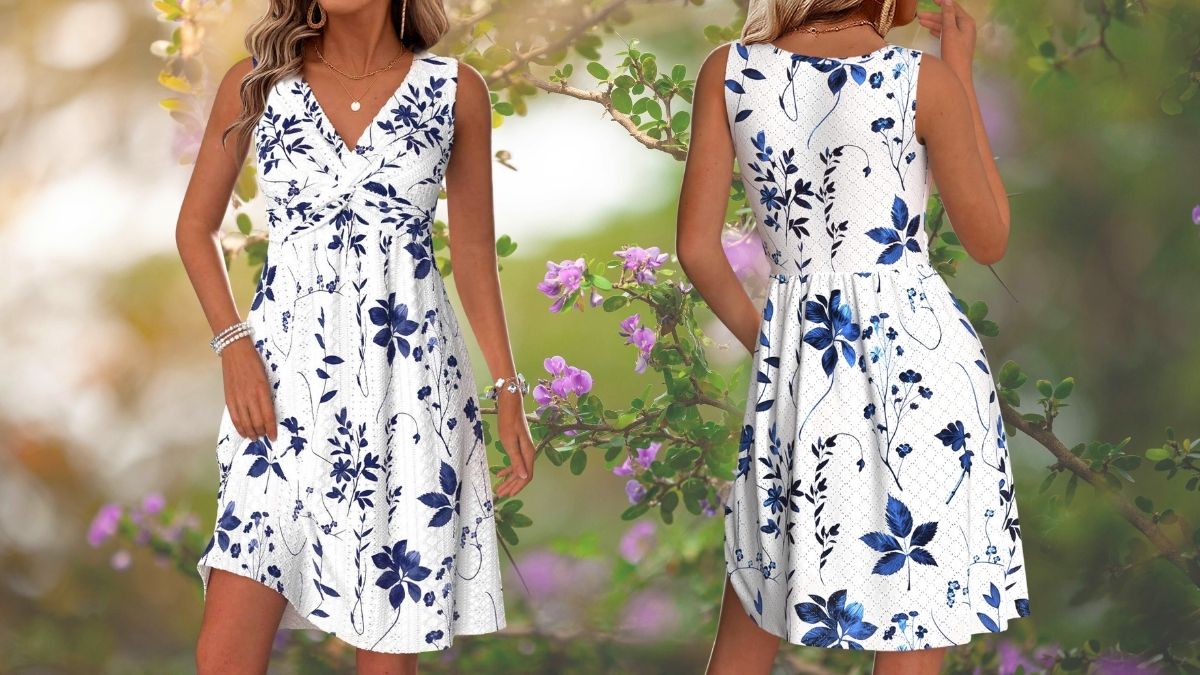 Stay Cool and Stylish With the MODLILY White Leaf Print Summer Dress