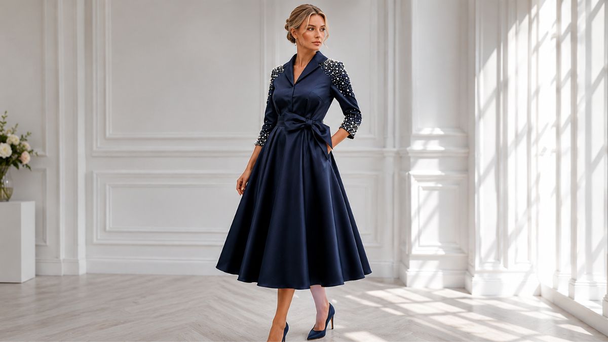 Satin Tea-Length Cocktail Dress
